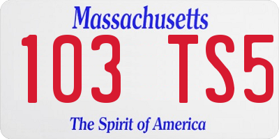 MA license plate 103TS5