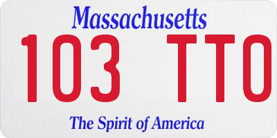 MA license plate 103TT0