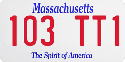 MA license plate 103TT1