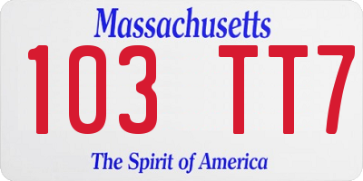 MA license plate 103TT7