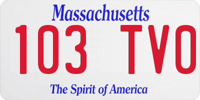 MA license plate 103TV0