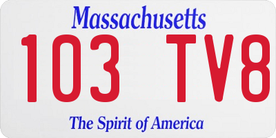 MA license plate 103TV8