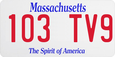 MA license plate 103TV9
