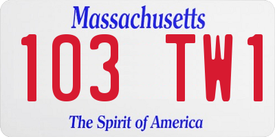MA license plate 103TW1