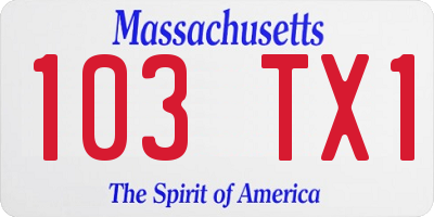 MA license plate 103TX1