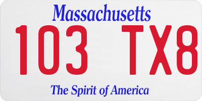 MA license plate 103TX8