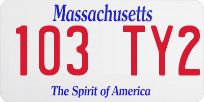 MA license plate 103TY2