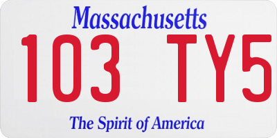 MA license plate 103TY5