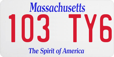 MA license plate 103TY6