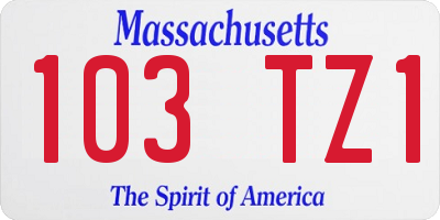 MA license plate 103TZ1