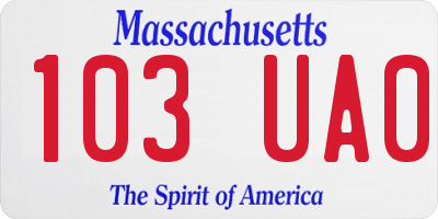 MA license plate 103UA0