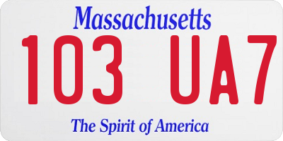 MA license plate 103UA7