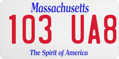 MA license plate 103UA8
