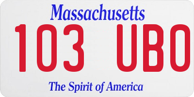 MA license plate 103UB0