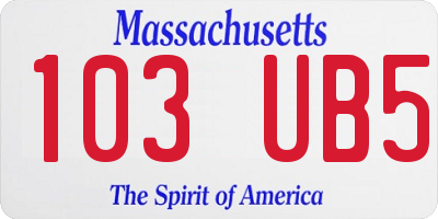 MA license plate 103UB5