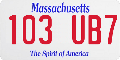 MA license plate 103UB7