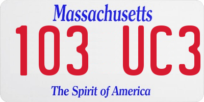 MA license plate 103UC3