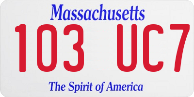 MA license plate 103UC7