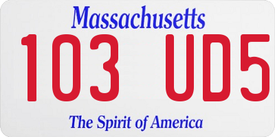 MA license plate 103UD5