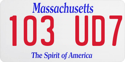 MA license plate 103UD7