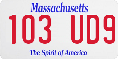 MA license plate 103UD9