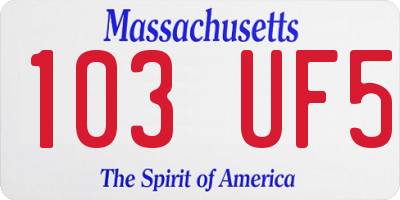 MA license plate 103UF5