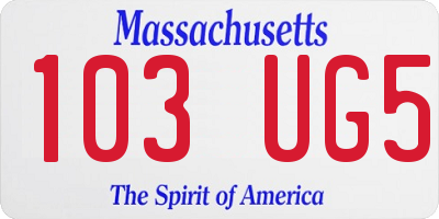 MA license plate 103UG5
