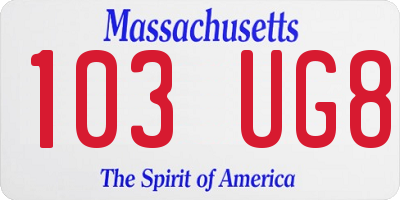 MA license plate 103UG8