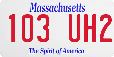 MA license plate 103UH2