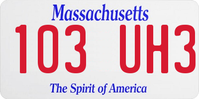 MA license plate 103UH3