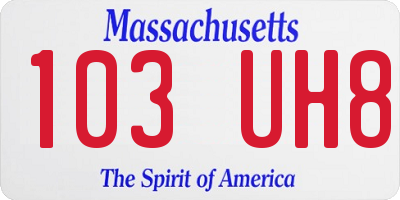 MA license plate 103UH8