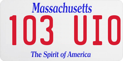 MA license plate 103UI0