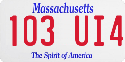 MA license plate 103UI4