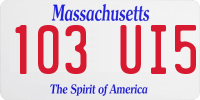 MA license plate 103UI5