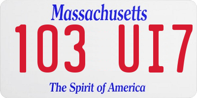 MA license plate 103UI7