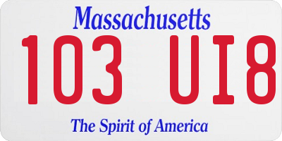MA license plate 103UI8