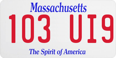 MA license plate 103UI9