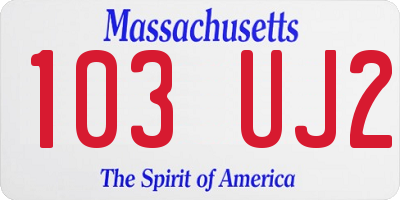 MA license plate 103UJ2