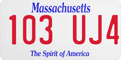 MA license plate 103UJ4