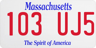 MA license plate 103UJ5