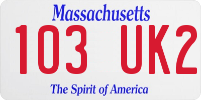 MA license plate 103UK2