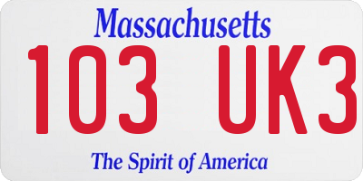 MA license plate 103UK3