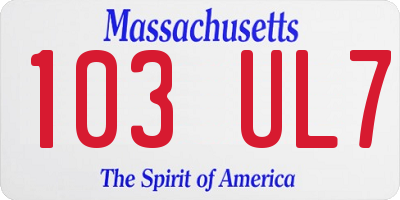 MA license plate 103UL7