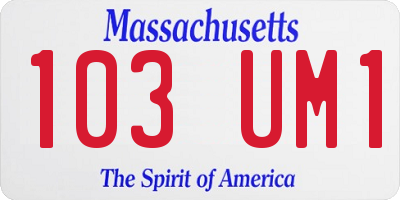 MA license plate 103UM1