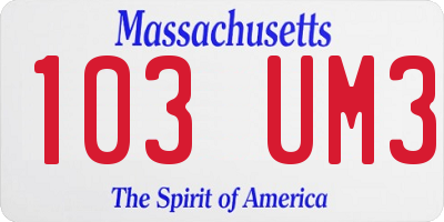 MA license plate 103UM3
