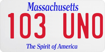 MA license plate 103UN0