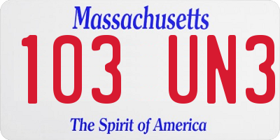 MA license plate 103UN3