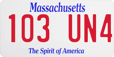MA license plate 103UN4