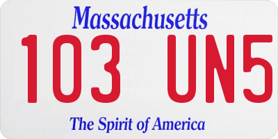 MA license plate 103UN5