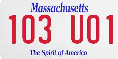 MA license plate 103UO1